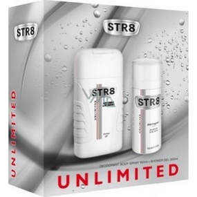 Str8 Unlimited sprchový gel 250 ml + deodorant sprej 150 ml, kosmetická sada