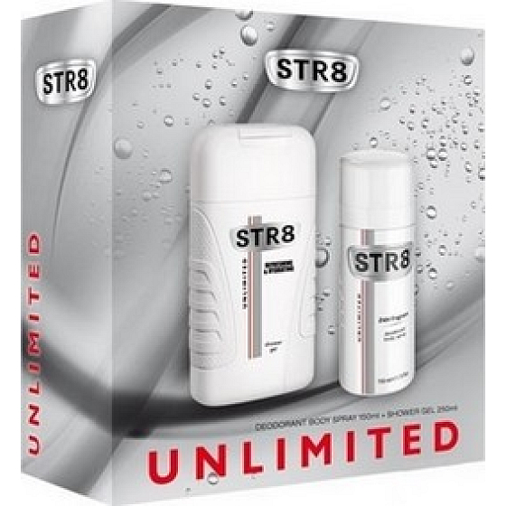 Str8 Unlimited sprchový gel 250 ml + deodorant sprej 150 ml, kosmetická sada