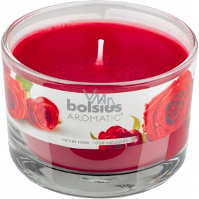 Bolsius Aromatic Velvet Rose - Sametová Růže vonná svíčka ve skle 90 x 65 mm 247 g, doba hoření 30 hodin