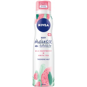 Nivea Body Mousse Wild Raspberry & White Tea hýčkající tělová pěna pro suchou pokožku 200 ml