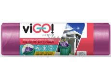 viGo! Pytle na odpad zatahovací fialové, 27 µ, 120 litrů 70 x 100 cm 10 kusů