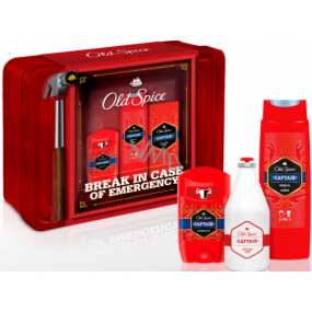 Old Spice Captain deodorant stick 50 ml + 2v1 sprchový gel 250 ml + voda po holení 100 ml + plechový box, kosmetická sada pro muže