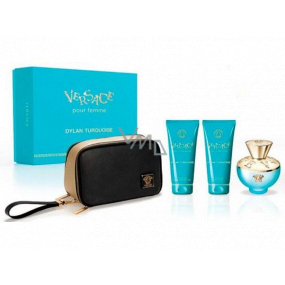 Versace Dylan Turquoise toaletní voda pro ženy 100 ml + tělové mléko 100 ml + sprchový gel 100 ml + kosmetická taška, dárková sada pro ženy