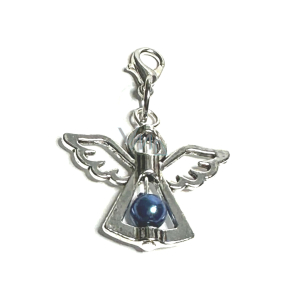 Anděl strážný přívěsek s modrou perličkou 29 x 37 mm 1 kus