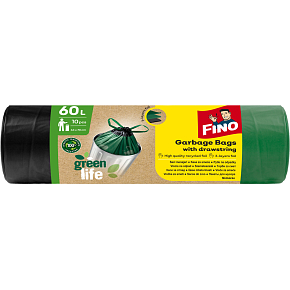 Fino Green Life recyklované PE zatahovací pytle na odpad, 63 × 72 cm, 60 l, 10 ks