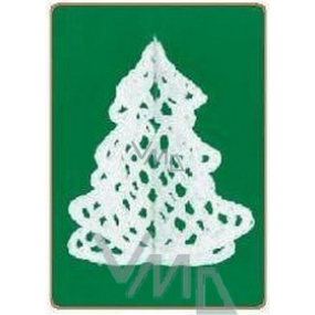 Háčkovaná vánoční ozdoba - stromek prostorový 8 cm