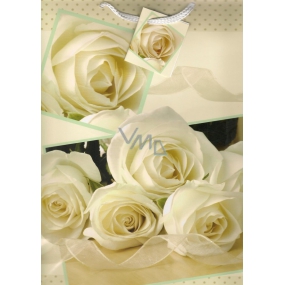 Nekupto Dárková papírová taška 32,5 x 26 x 13 cm Bílé růže 1 kus 583 01
