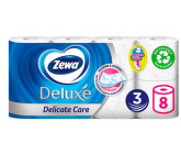 Zewa Deluxe Aqua Tube Delicate Care toaletní papír 150 útržků 3 vrstvý 8 kusů, rolička, kterou můžete spláchnout