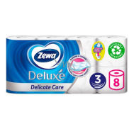 Zewa Deluxe Aqua Tube Delicate Care toaletní papír 3 vrstvý 150 útržků 8 kusů, rolička, kterou můžete spláchnout