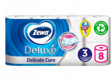 Zewa Deluxe Aqua Tube Delicate Care toaletní papír 150 útržků 3 vrstvý 8 kusů, rolička, kterou můžete spláchnout