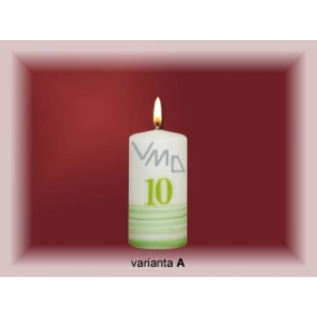 Lima Jubilejní 10 let svíčka bílá zdobená válec 50 x 100 mm 1 kus