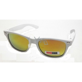 Dudes & Dudettes Sluneční brýle pro děti bílé, zrcadlová skla JK4030