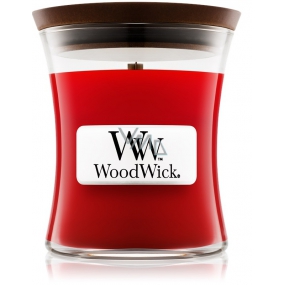 WoodWick Pomegranate - Granátové jablko vonná svíčka s dřevěným knotem a víčkem sklo malá 85 g