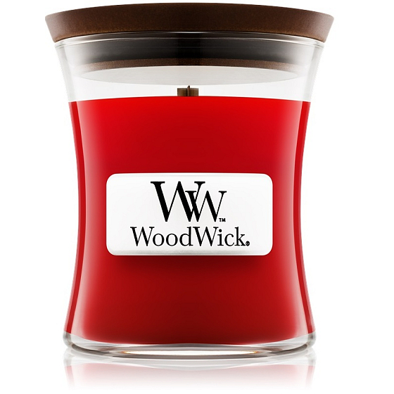 WoodWick Pomegranate - Granátové jablko vonná svíčka s dřevěným knotem a víčkem sklo malá 85 g