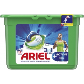 Ariel 3v1 Active Deo-Fresh gelové kapsle na praní prádla 13 kusů
