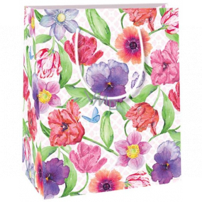 Ditipo Dárková papírová taška 11,4 x 6,4 x 14,6 cm různé květy, vlčí mák, macešky