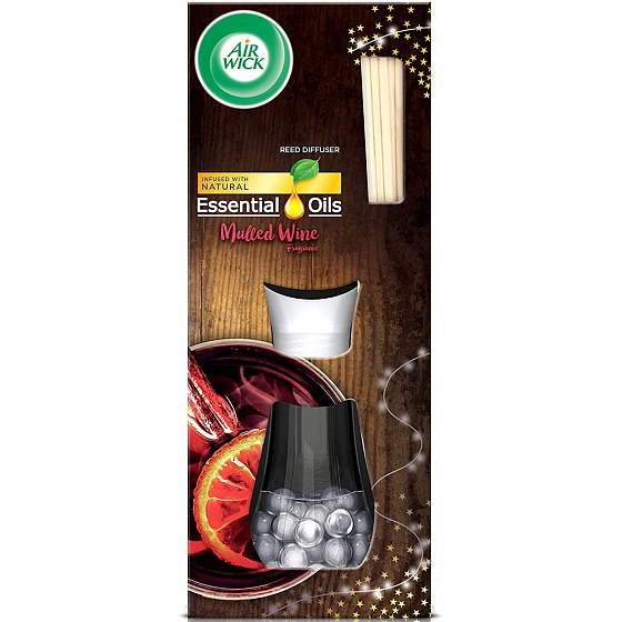 Air Wick Reed Diffuser Essential Oils Mulled Wine - Vůně svařeného vína vonné tyčinky osvěžovač vzduchu 30 ml