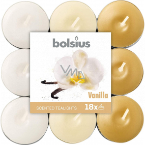 Bolsius Aromatic Vanilla - Vanilka vonné čajové svíčky 18 kusů, doba hoření 4 hodiny