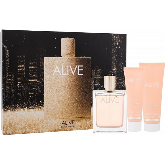 Hugo Boss Alive parfémovaná voda 80 ml + sprchový gel 50 ml + tělové mléko 75 ml, dárková sada pro ženy