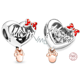 Charm Sterlingové stříbro 925 Disney Minnie Mouse Mom - Maminka, korálek na náramek