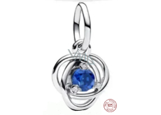 Charm Sterlingové stříbro 925 Modrý kruh věčnosti září, přívěsek na náramek symbol