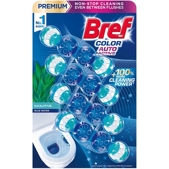 Bref WC blok Color Auto Aktiv Eukalyptus 4 x 50 g