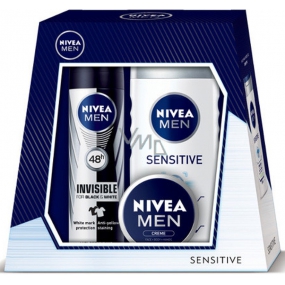 Nivea Men Univerzální krém pro muže 30 ml + Invisible Black & White Power antiperspirant sprej pro muže 150 ml + Sensitive sprchový gel 250 ml, kosmetická sada