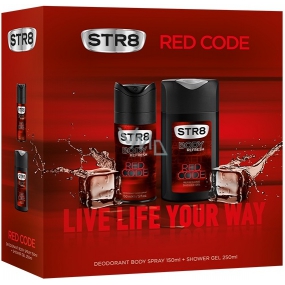Str8 Red Code deodorant sprej pro muže 150 ml + sprchový gel 250 ml, kosmetická sada