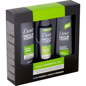 Dove Men + Care Extra Fresh sprchový gel 250 ml + antiperspirant sprej 150 ml + 2v1 šampon a kondicionér 250 ml, kosmetická sada pro muže