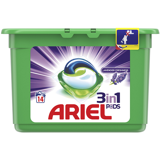 Ariel 3v1 Lavender Freshness gelové kapsle na praní prádla 14 kusů 378 g