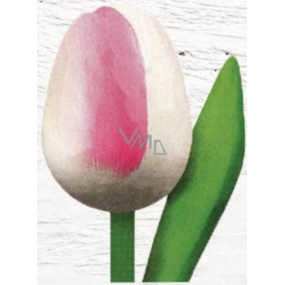 Bohemia Gifts Dřevěný tulipán bílo-fialový 20 cm
