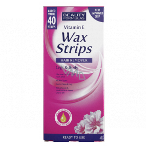 Beauty Formulas Vitamin E Wax Strips depilační pásky na nohy a tělo 40 kusů