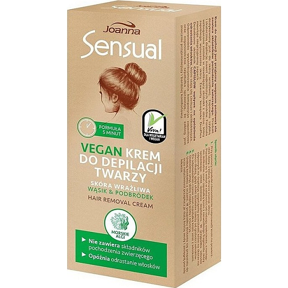 Joanna Sensual Vegan Aloe depilační 3 minutový krém na obličej pro citlivou pleť 20 g