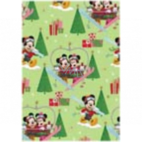Ditipo Dárkový balicí papír 70 x 200 cm Vánoční Disney Mickey, Minnie v srdíčku světle zelený