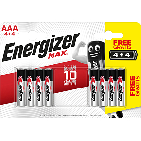 Energizer Max AAA mikrotužková baterie, 4 ks + 4 ks zdarma