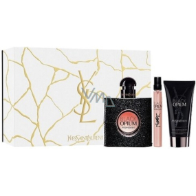 Yves Saint Laurent Opium Black parfémovaná voda 50 ml + parfémovaná voda 10 ml + tělové mléko 50 ml, dárková sada pro ženy