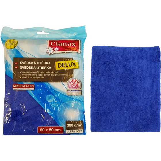 Clanax švédská utěrka Delux 60 × 50 cm, 380 g, modrá