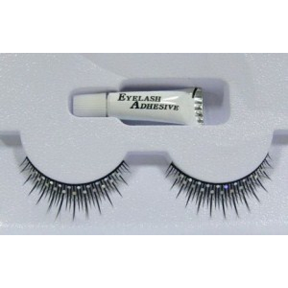 EyelaShes Umělé řasy s lepidlem černé se třpytkami 1 pár