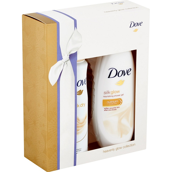 Dove Silk vyživující sprchový gel 250 ml + Silk Dry antiperspirant sprej 150 ml, kosmetická sada