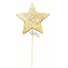 Hvězda dřevěná zlatá zápich 8 cm + špejle