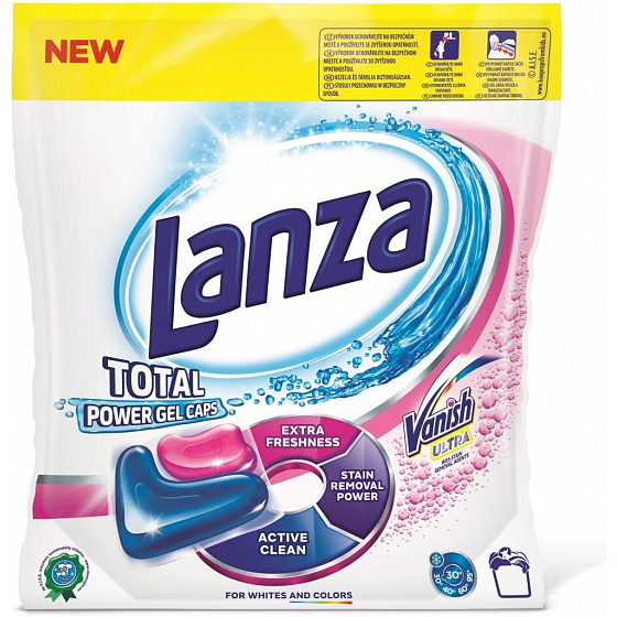 Lanza Total Power gelové kapsle na praní s Vanishem na skvrny 42 kusů