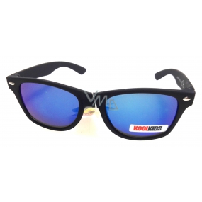 Dudes & Dudettes Sluneční brýle pro děti černé, zrcadlová skla modrá JK4030