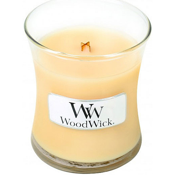 WoodWick Lemongrass & Lily - Citronová tráva a lilie vonná svíčka s dřevěným knotem a víčkem sklo malá 85 g