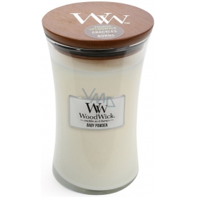 WoodWick Baby Powder - Dětský pudr vonná svíčka s dřevěným knotem a víčkem sklo velká 609,5 g