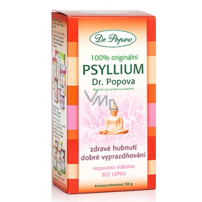 Dr. Popov Psyllium 100% originální, podporuje správný metabolismus tuků a navozuje pocit sytosti, rozpustná vláknina 50 g