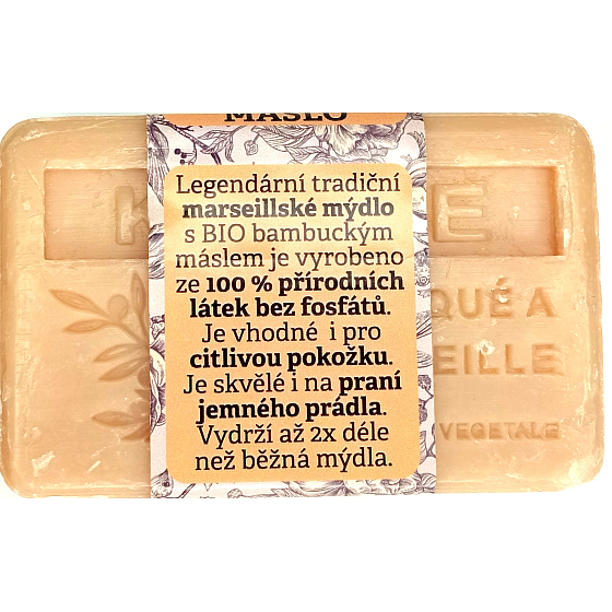 SB. Collection Bambucké máslo přírodní, bio, z Provence, Marseillské mýdlo s bambuckým máslem 125 g