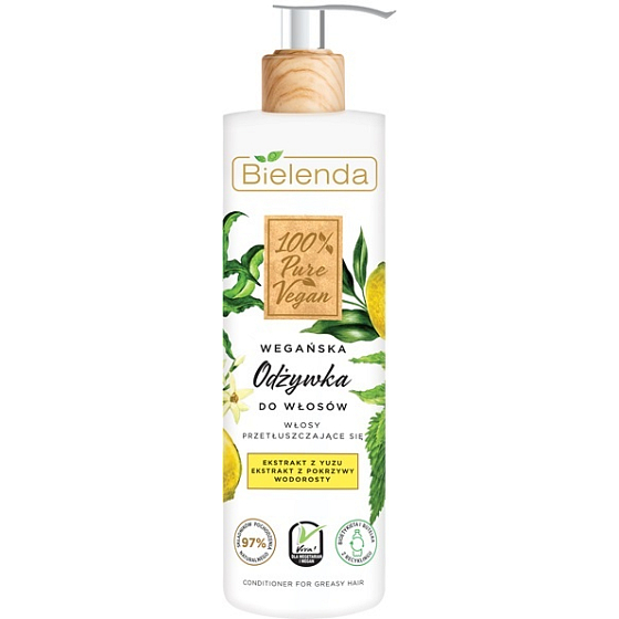 Bielenda 100% Pure Vegan Yuzu + Kopřiva kondicionér na normální až mastné vlasy 240 ml
