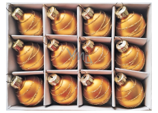 Baňky skleněné s glitry zlaté 3 cm 12 kusů