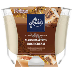 Glade Marshmallow Irish Cream s vůní irského likéru a marshmallow vonná svíčka ve skle, doba hoření až 52 hodin 224 g