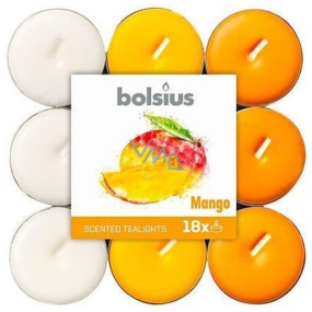 Bolsius Aromatic Mango tříbarevné vonné čajové svíčky 18 kusů, doba hoření 4 hodiny